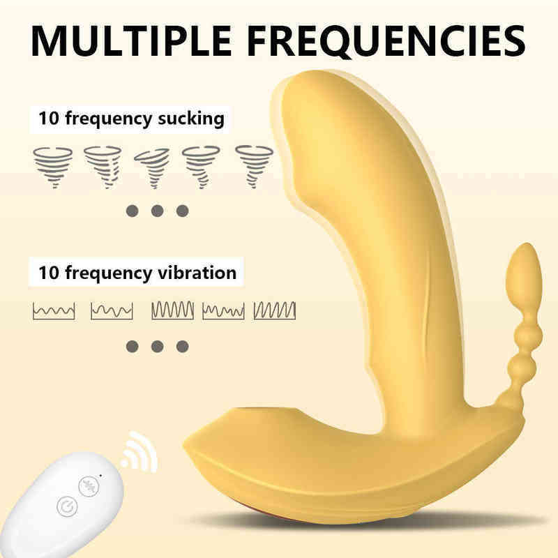 NXY Vibrateurs 3in 1 Bluetooth Women's Dildo Vibrator Sex Toys for Clit Sucker Anal Beads App Remote Controly Femme 0104
