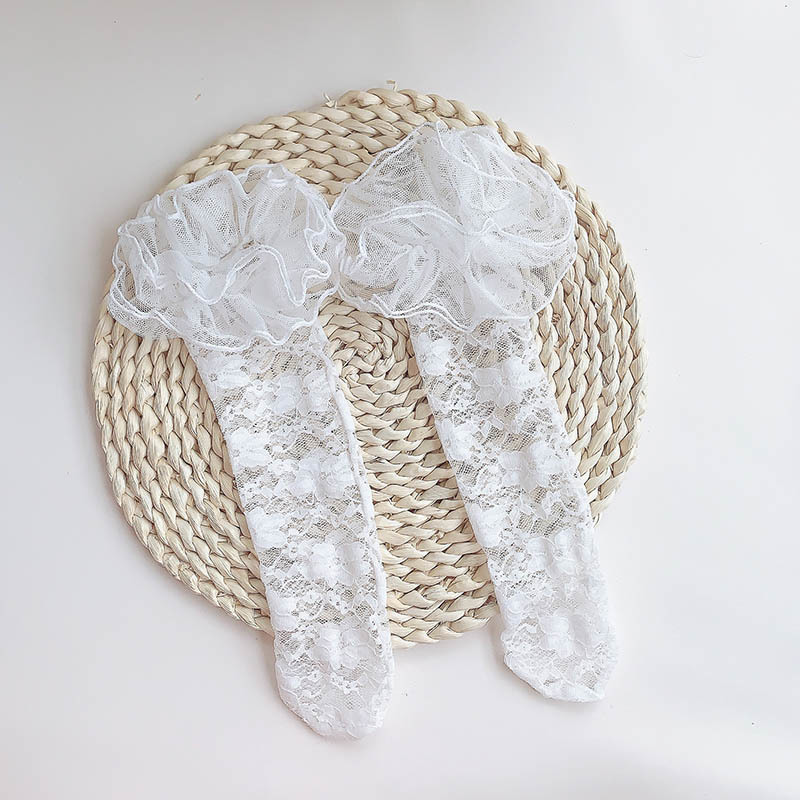 Kaus Kaki Anakanak Perempuan Ruffle Berenda Kaus Kaki Setinggi Lutut Bayi Jaring Bersirkulasi Kaus Kaki Balita Bayi Perempuan Putih 220611