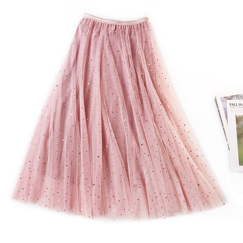 Spring Tulle Skirts Fashion Shining Star Mesh Tutu Skirt Pleated Long Skirts Midi Skirt Saias Faldas Jupe Femme Y200326, Pink
Spring Tulle Skirts Fashion Shining Star Mesh Tutu Skirt Pleated Long Skirts Midi Skirt Saias Faldas Jupe Femme Y200326, Pink