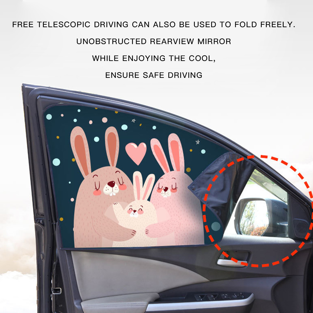 Magnetic Side Window Sunshade Curtains Adjustable Car Styling Auto Windows Sun Visor Animal Pattern Blinds