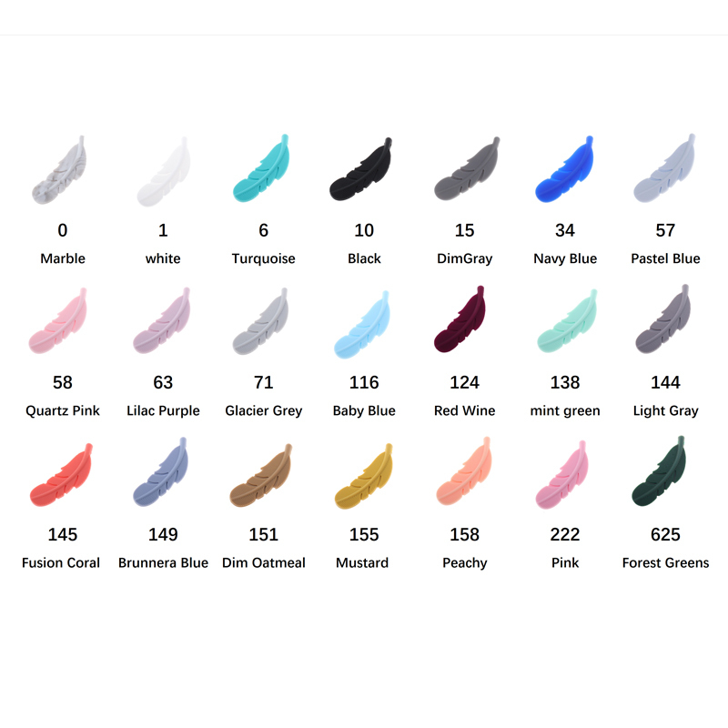 ATOB 30PCS Silicone Bite Beads Feather BPA Free Teether DIY Necklace Baby DIY Rodent Silicone Nursing Pendant Chewing Beads 220326