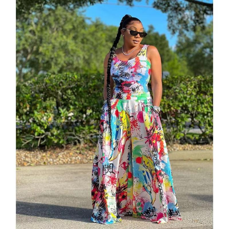 Women' Two Piece Pants 2022 Women Fashion Casual Sleeveless Round Neck Tank Top Loose Street Graffiti Printed SetWomen
Women' Two Piece Pants 2022 Women Fashion Casual Sleeveless Round Neck Tank Top Loose Street Graffiti Printed SetWomen