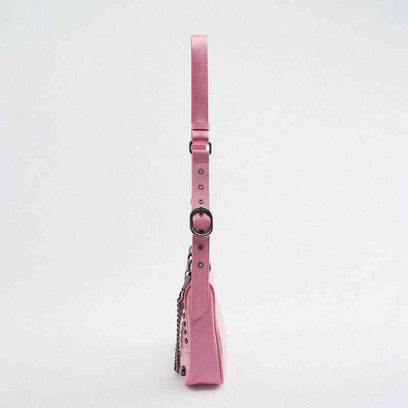 Evening Bags Brand Rock Chain Shoulder Crossbody Bag for Women Rivet Leather Underarm Ladies Locomotive Style Punk Handbags Purses 220420