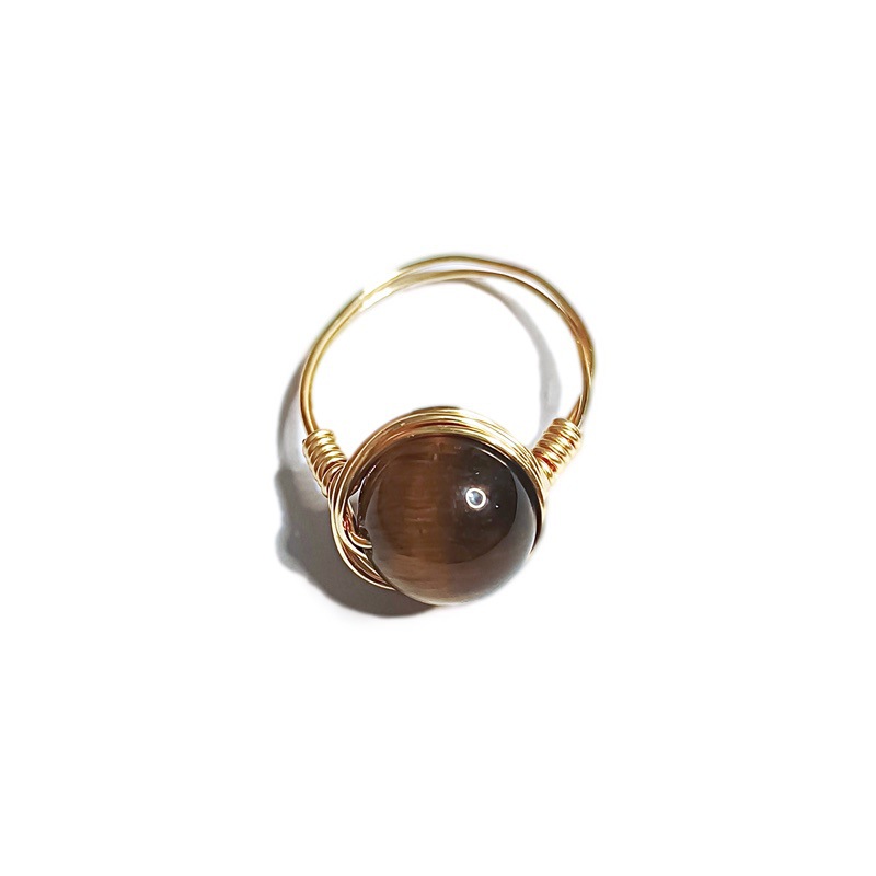 Wire Wrap Natural Raw Stone Rings Lapis Lazuli Amethysts Tiger Eye Opal Pink Crystal Ring for Women Jewelry