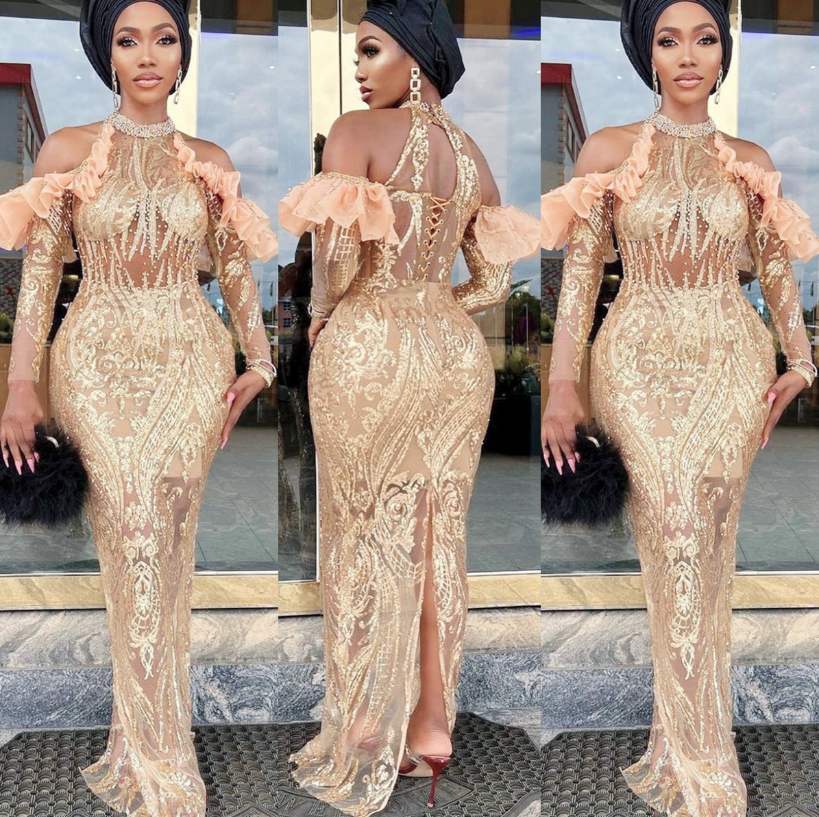 2022 Plus Size Arabic Aso Ebi Gold Sparkly Sheath Prom Dresses Beaded High Neck Evening Formal Party Second Reception Birthday Engagement Bridesmaid Gowns Dress, Chocolate
2022 Plus Size Arabic Aso Ebi Gold Sparkly Sheath Prom Dresses Beaded High Neck Evening Formal Party Second Reception Birthday Engagement Bridesmaid Gowns Dress, Chocolate
