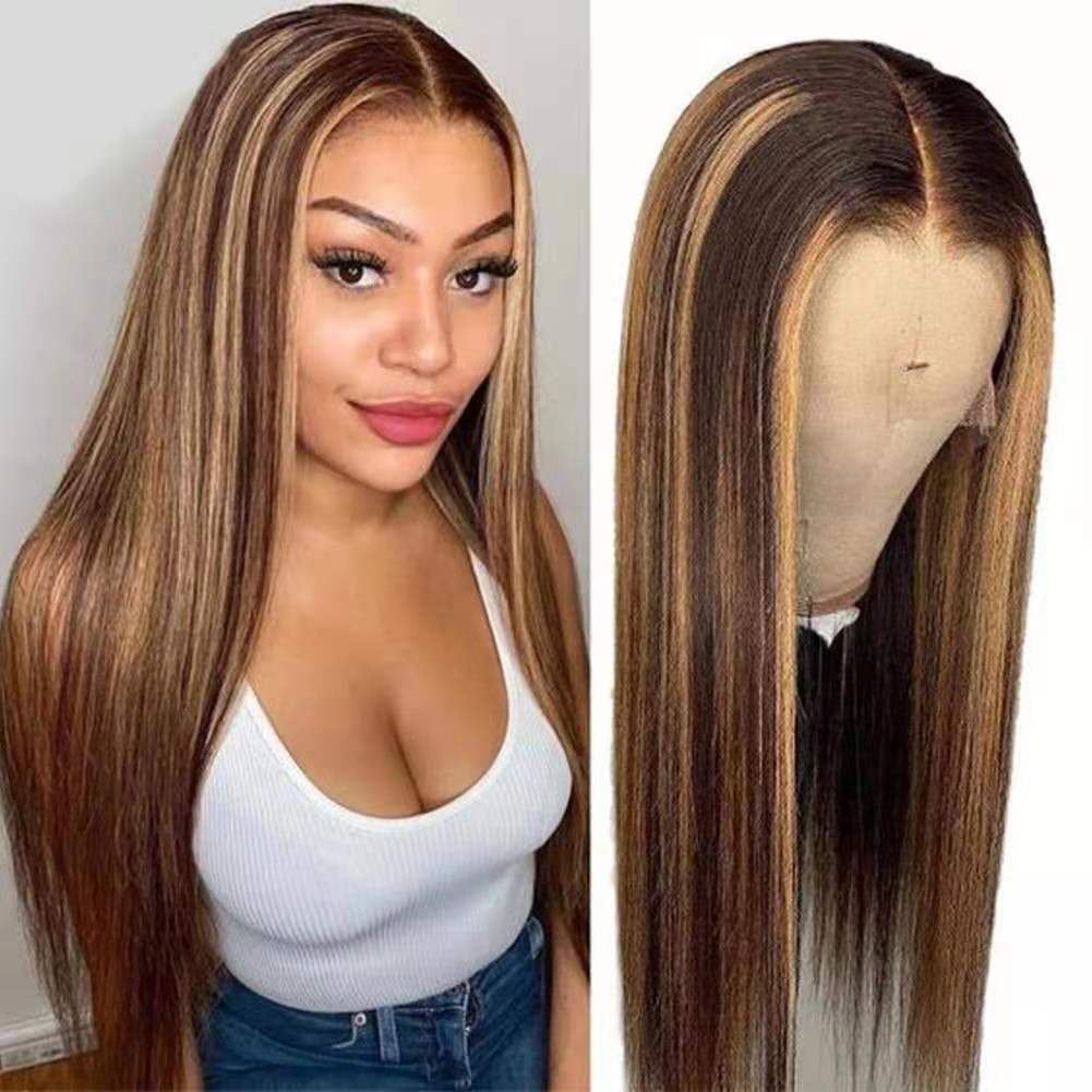 Highlight Wig Human Hair Honey Blonde Transparent Lace Wigs Remy Middle Part Brazilian Bone Straight Lace Front ombre for black women DIVA2