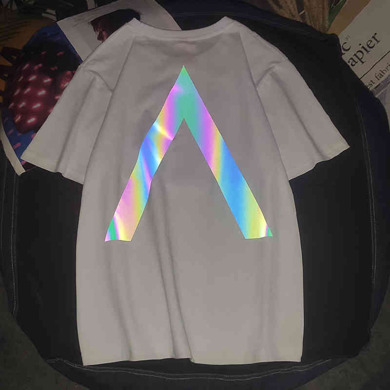 Men' White Tshirts Colorful Reflective T-shirt Print Short-sved Summer Couple Streetwear Top
Men' White Tshirts Colorful Reflective T-shirt Print Short-sved Summer Couple Streetwear Top