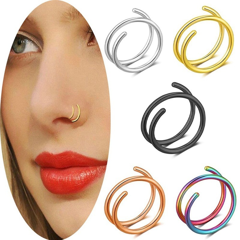 Double Nose Hoop Ring for Single Piercing Twist Women Silver Spiral Girls 220716
Double Nose Hoop Ring for Single Piercing Twist Women Silver Spiral Girls 220716