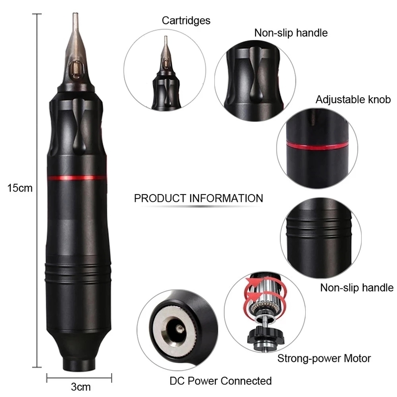 Tattoo Kit Professional Wireless Machine Rotary Pen with Cartridge Needles Permanent Makeup Set for Beginners 220624