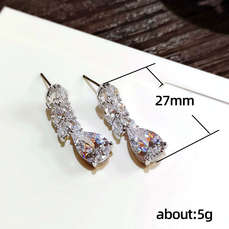 2022 Dangle Earring New Women Fashion Jewelry 925 Sterling Silver Princess Cut Sweet Cute White Topaz CZ Diamond Ins Popular Wedding Gift E009
