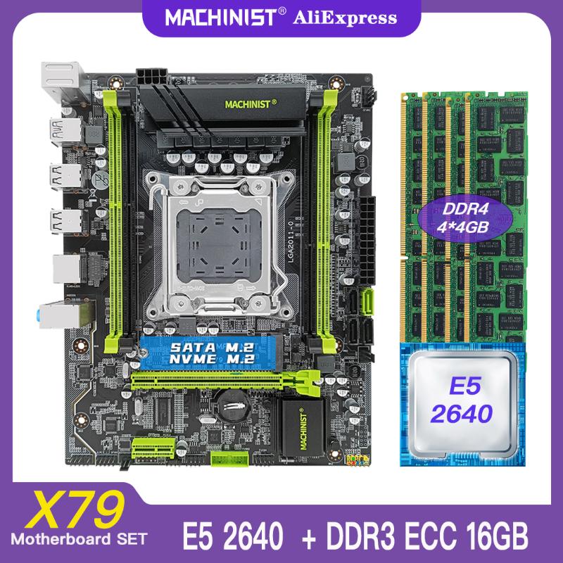 

Motherboards MACHINIST X79 Kit Motherboard LGA 2011 Set With Xeon E5 2640 CPU Processor DDR3 ECC Ram Memory 4*4GB=16GB Nvme M.2 Double 282H