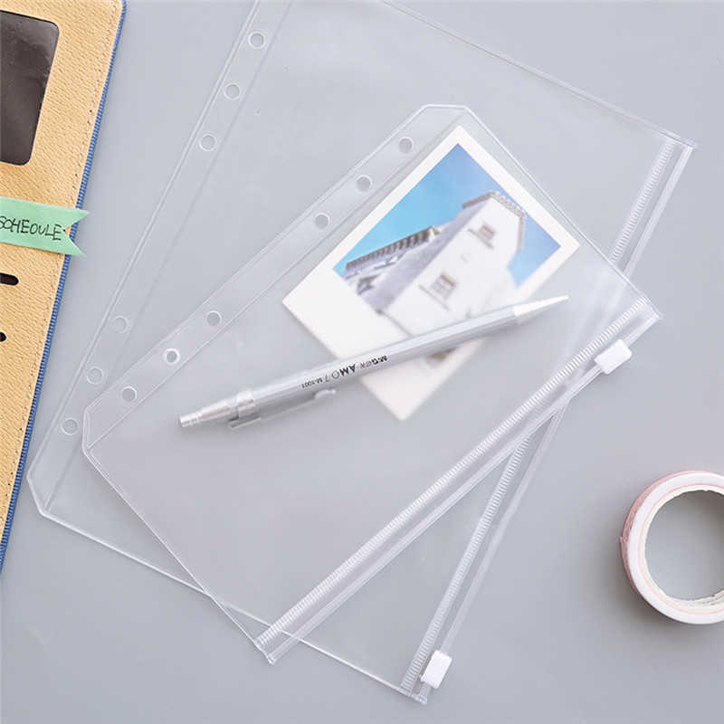 File Folder A5/A6/A7 Waterproof PVC Zip Bag Transparent Envelope Pouch Frosted Zipper Pocket Portable Storage Bags
