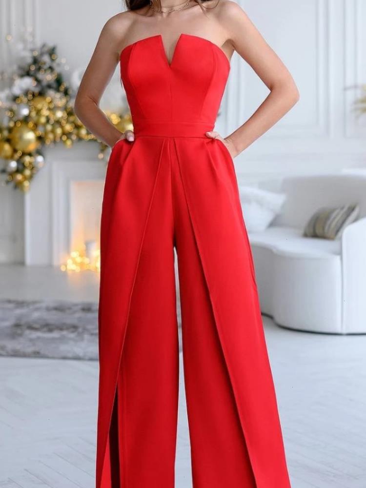 Sexy Jumpsuits For Women Strapless Cut Out V Sleeveless Patchwork Slit Backless Birthday Party Evening Wedding Bridesmaid, White
Sexy Jumpsuits For Women Strapless Cut Out V Sleeveless Patchwork Slit Backless Birthday Party Evening Wedding Bridesmaid, White