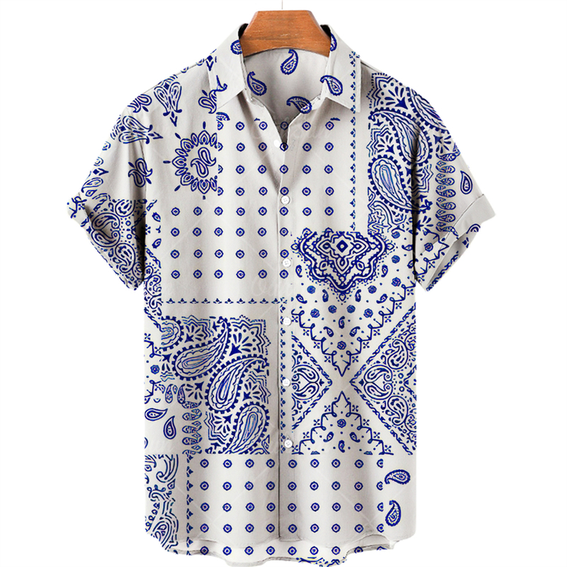 Mens Clothing 3D Hawaiian Shirt Men Fashion Cashew Flower Geometric Printed Shirts Singlebreasted Shirt For Men Tops 220712
