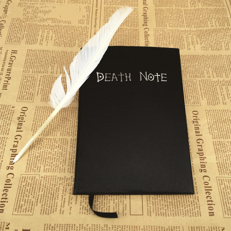 A5 Anime Death Note Notebook Set Leather Journal and Necklace Feather Pen Animation Art Writing Journal Death Note Notepad 220707