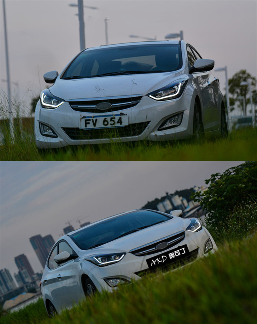 LED Head Lights For Hyundai Elantra Front Headlights 20 11-20 16 Upgrade LED Daytime Light DRL Headlamp