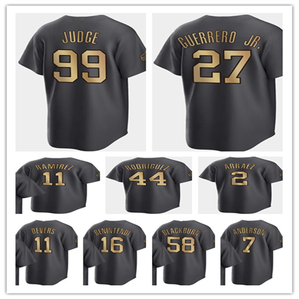 

2022 Charcoal All Star Baseball Jersey Aaron Judge Tim Anderson Jose Ramirez Altuve Cabrera Andrew Benintendi Blackburn Rodriguez Mike Trout Vladimir Guerrero Jr., As pic