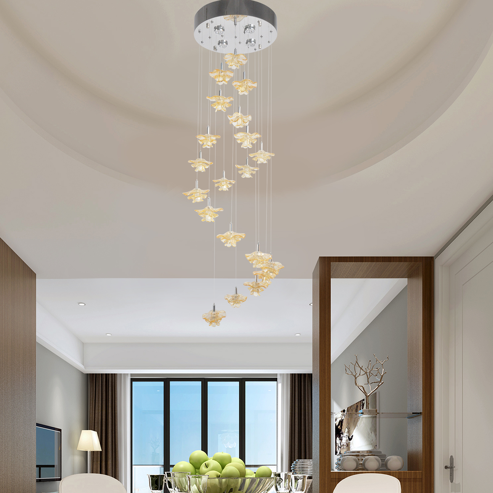 Ceiling lamp rotate light indoor lighting home chandelier gold flower shape pendant for living dining room new design Realistic shape surface mounted high lumen
Ceiling lamp rotate light indoor lighting home chandelier gold flower shape pendant for living dining room new design Realistic shape surface mounted high lumen
