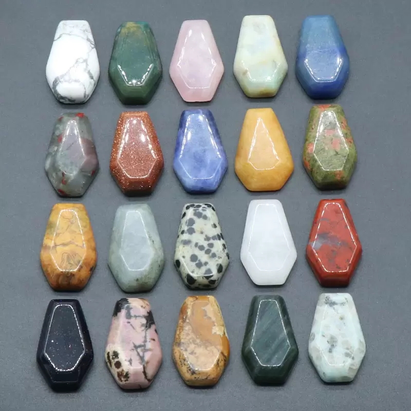 Natural Crystal Stone Ornaments Coffin Shape Reiki Healing Chakra Quartz Mineral Tumbled Gemstones Hand Piece fish trinket Home Decoration