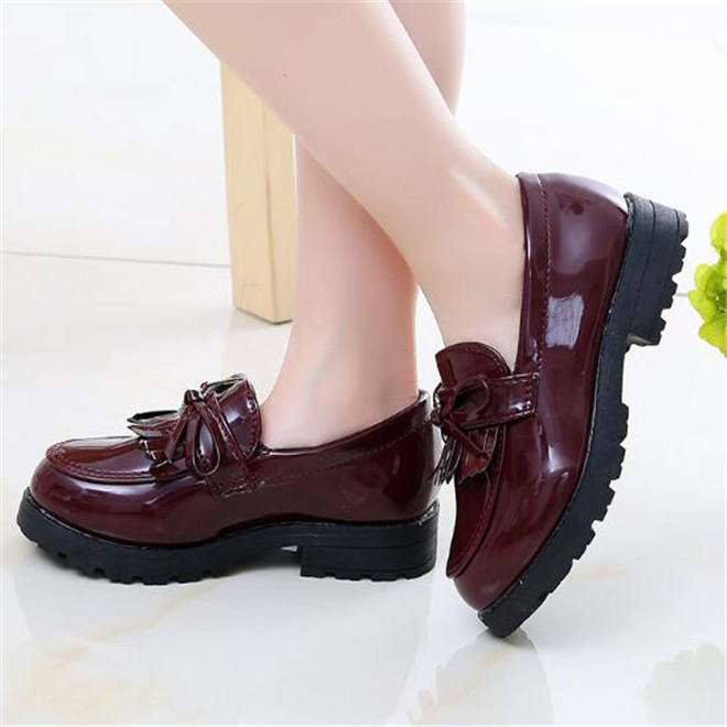 Fashion Kids Girls Casual Sneakers Children Leather Shoes Toddler Baby Loafers Flats Tassel bow Princess Dress Shoes 21-35