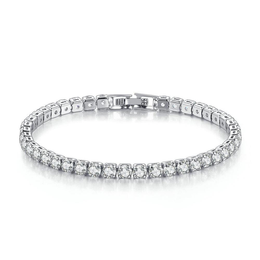 women tennis bracelet Single row cz diamonds 4mm round full drill tennis chain Hip hop jewelry