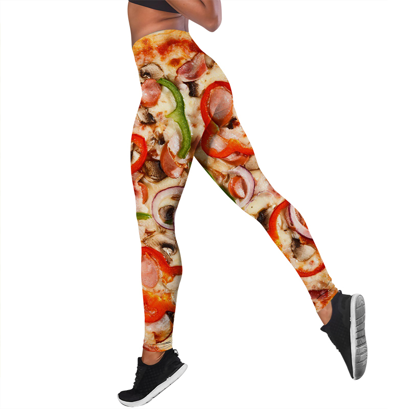 Women Leggings Gourmet Pizza Printed High Waist Elasticity Legging 3D Fashion Fitness Pant for Female Jogging Pants W220617