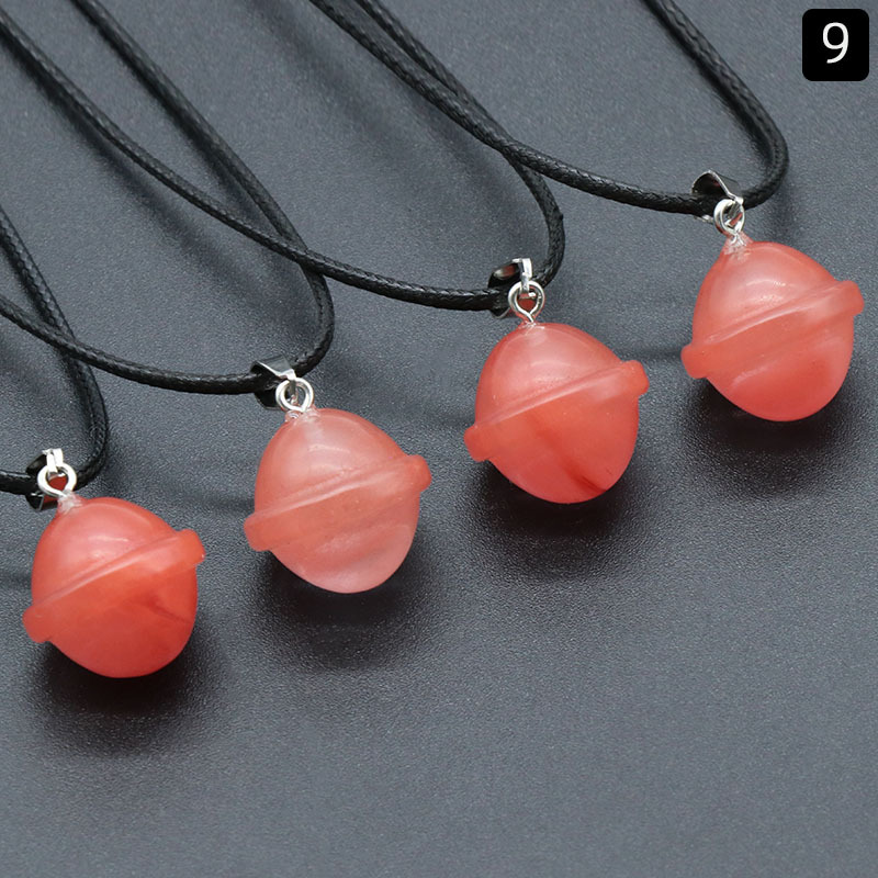 Natural Crystal Mini Planet Galactic Planet Charms Necklaces Rose Quartz Aventurine Labradorite Stone Pendant Universe Necklace