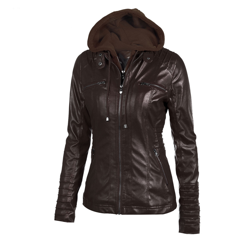 Casual leather Winter Jacket Women Coat Hoodies Autumn Zipper Motorcycle Jacket Outerwear Leather PU Jacket 201029