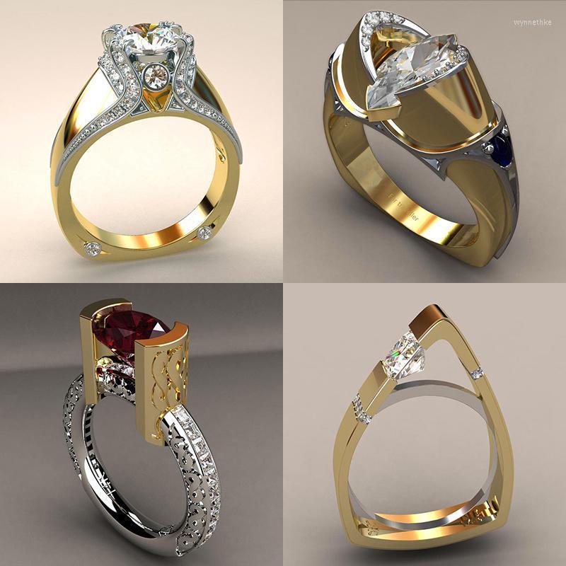 Wedding Rings Vintage Female Zircon Stone Ring Unique Style Crystal Silver Gold Color Promise Engagement For Women Wynn22