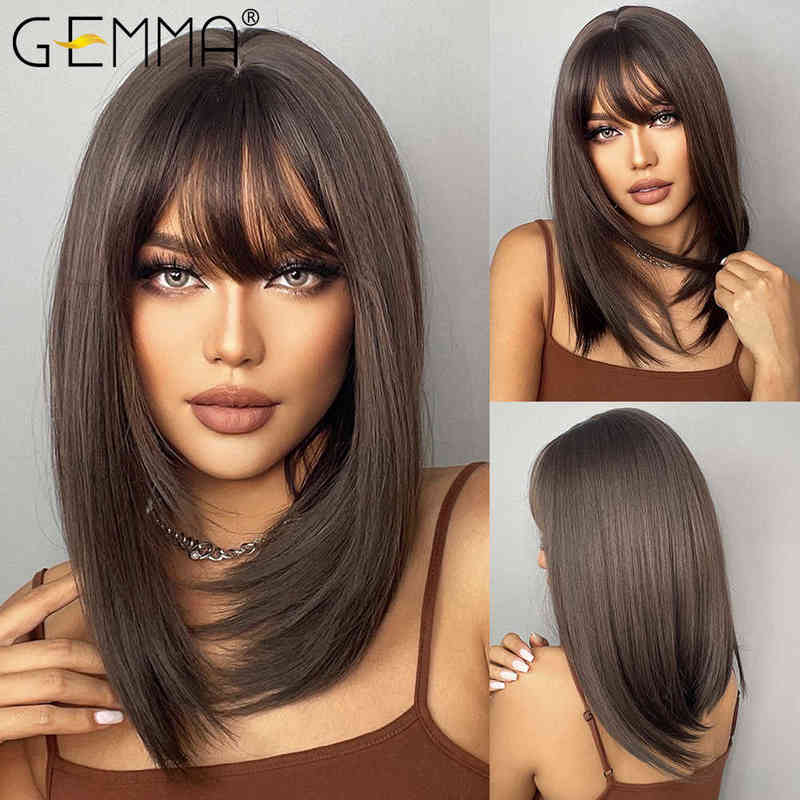 Dark Brown Bobo Synthetic Wig with Bangs Shoulder Length Straight for Women Cosplay Daily Hair Heat Resistant Fibr 220622, Lc293-1
Dark Brown Bobo Synthetic Wig with Bangs Shoulder Length Straight for Women Cosplay Daily Hair Heat Resistant Fibr 220622, Lc293-1
