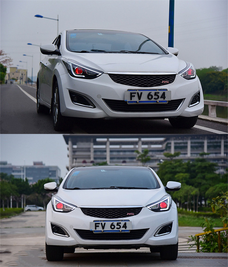 High Beam Head Light For Hyundai Elantra LED Headlight 20 11-16 Angel Eye Daily Lights Turn Signal Lamp