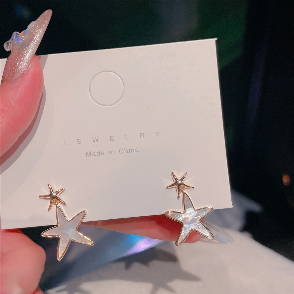 Super Fairy Fashion Workplace Commuting Five Earrings S925 Silver Needle Versatile Temperament Shell Earrings Female