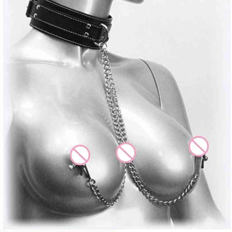 Vibratorvibrator Articles for Daily Use Fetish Nipple Clamps Chain Breast Clip Female Bdsm Leather Collar Women Erotic Sex Bondage Toys Couples A