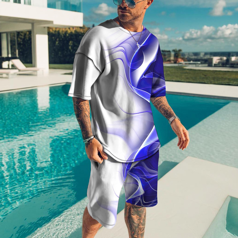 Men s Sets Summer Short Sleeve T Shirt Suit Fashion 2 Piece Streetwear 3D Print Sports Beach Shorts Tracksuit Male Clothes 220526