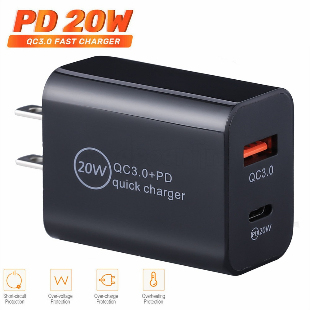 High Speed 20W 12W Fast Quick PD Charger Eu Us Home Travel Power Adapter USB-C QC3.0 Wall Charge Plugs For Iphone 12 13 14 Samsung tablet