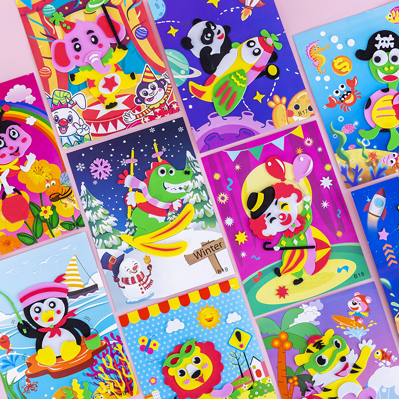 20 Pcs Wholesale 3D EVA Foam Stickers Puzzle Game DIY Cartoon Animal Learning Education Toys Toddler Kids Art Craft Kits Children Gifts