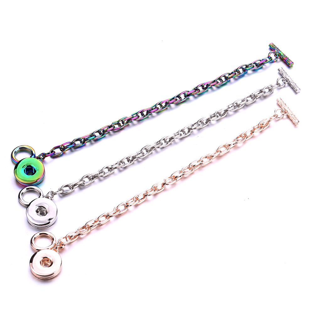 18mm snap button Charm Bracelet Silver Gold chian snaps buttons diy Bracelets Jewelry for women men