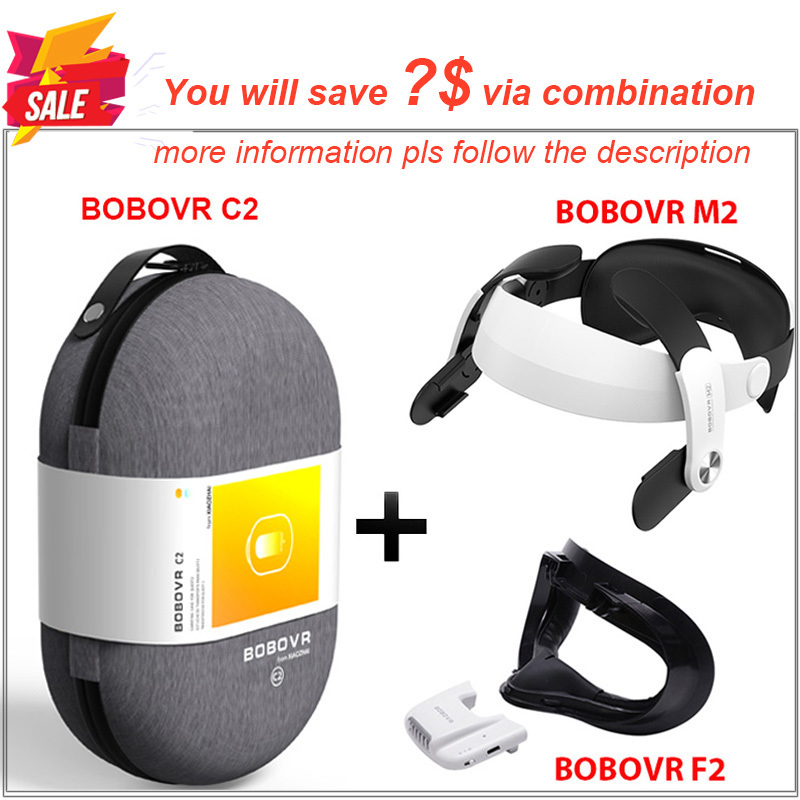 BOBOVR M2 Adjustable Halo Strap For Oculus Quest 2 Gravity Dispersion Comfortable C2 carryin Case for 2 Accessories 220509