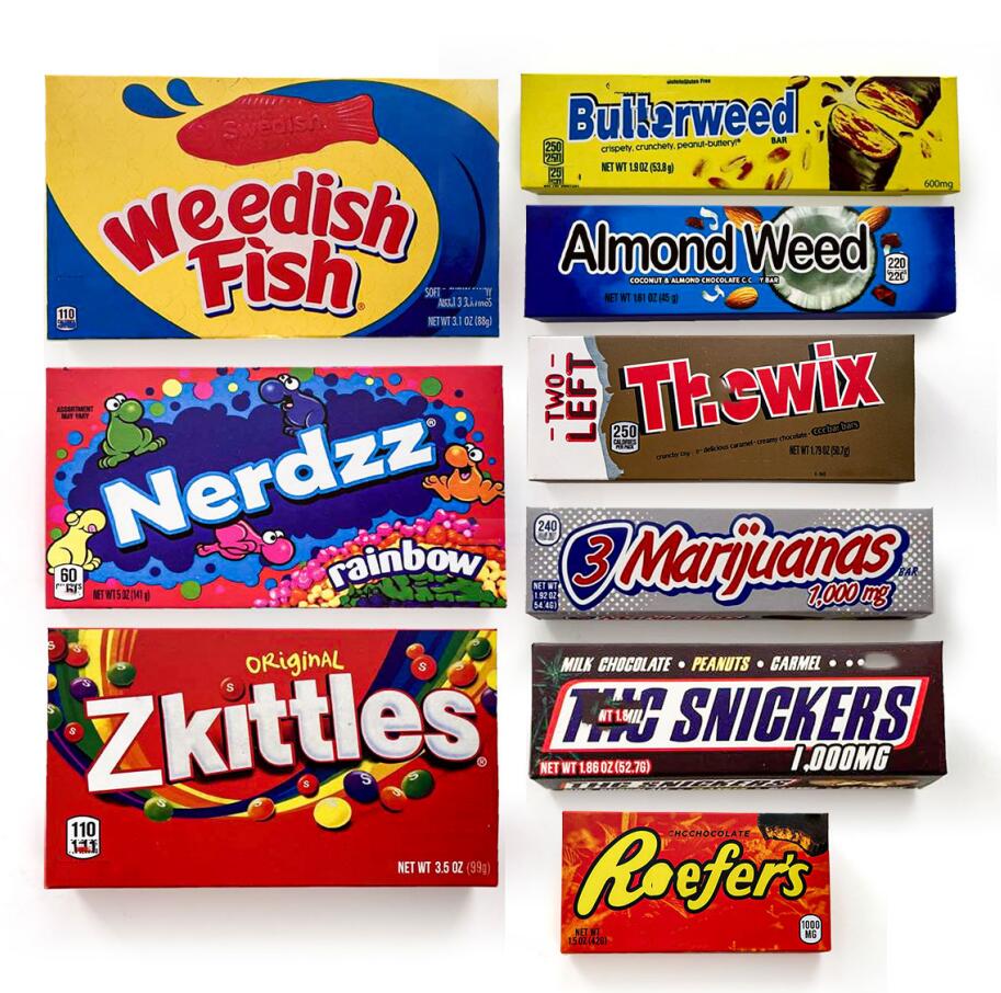 Custom Printed edibles packaging paper box almondweed butterweed payweed thcwix 3 ma riju anas weedish fish zkittles reefer's znickerz Chocolate paper boxe
Custom Printed edibles packaging paper box almondweed butterweed payweed thcwix 3 ma riju anas weedish fish zkittles reefer's znickerz Chocolate paper boxe
