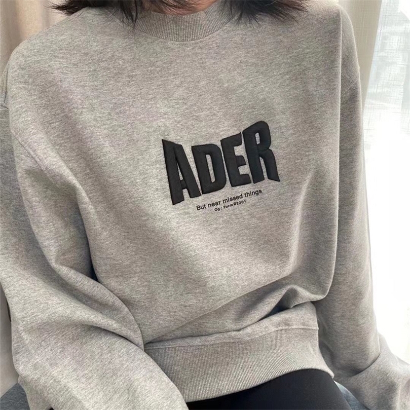 ADER Error Sweatshirt Men Women Korean Fashion Sweat Tops Oversize Embroidery Cotton Clothing Female Casual Costume Y2k 220720