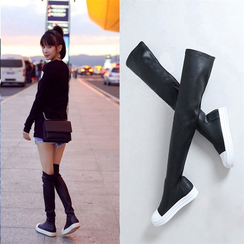 Koovan Women OvertheKnee Boots Girls Chunky Boots Woman Leather Elastic Flat Casual Leisure Student Shoes Long 220815, Black long single
Koovan Women OvertheKnee Boots Girls Chunky Boots Woman Leather Elastic Flat Casual Leisure Student Shoes Long 220815, Black long single