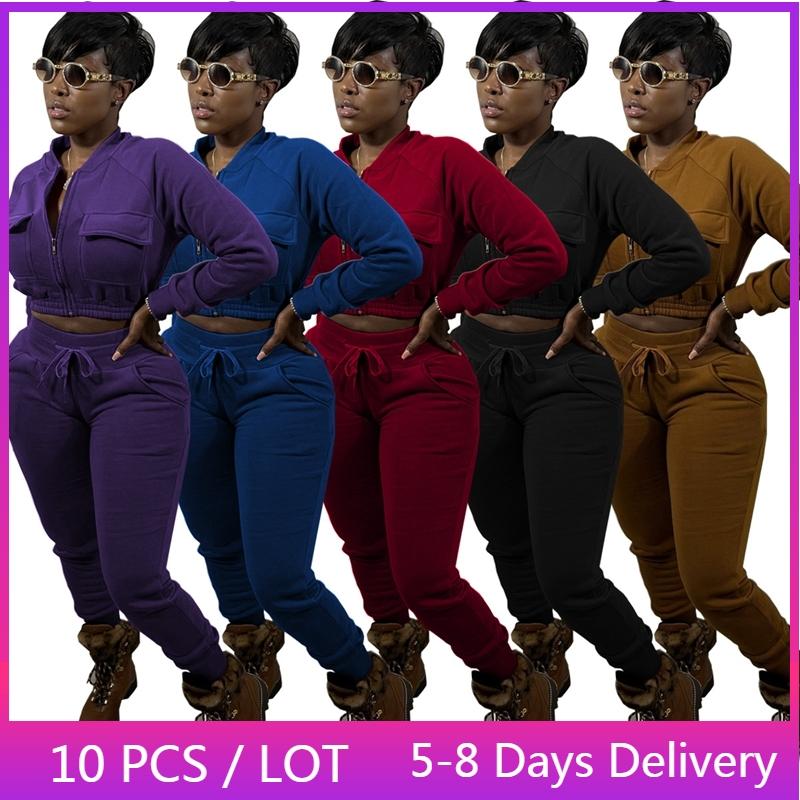 Women' Two Piece Pants Wholesale Items Solid Tracksuit Women Fall Winter Clothes Set Workout Pocket Jacket Crop Top And Sweatpants, Black
Women' Two Piece Pants Wholesale Items Solid Tracksuit Women Fall Winter Clothes Set Workout Pocket Jacket Crop Top And Sweatpants, Black