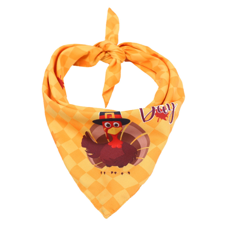 Thangiving Bandana Dog Apparel Fall Autumn Pet Bandanas Reversible Triangle Bibs Scarf