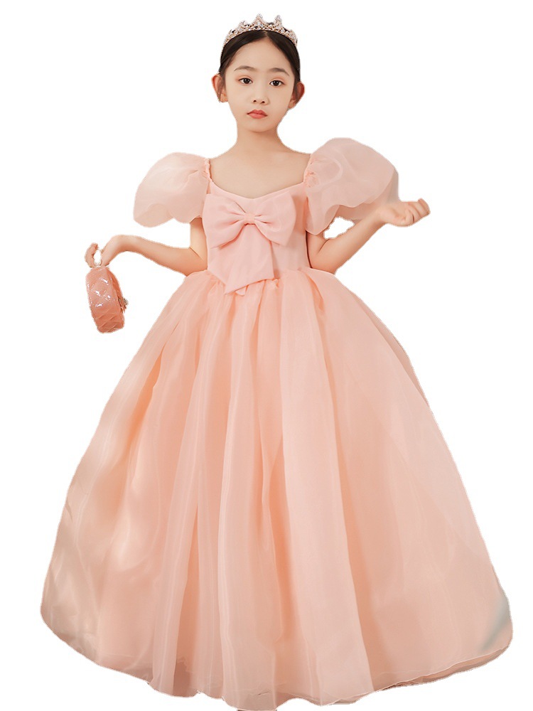 2-14 Years Lace Tulle Flower Girl Bows Children's First Holy Communion Dress Princess Ball Gown Wedding Pageant Party Dresses