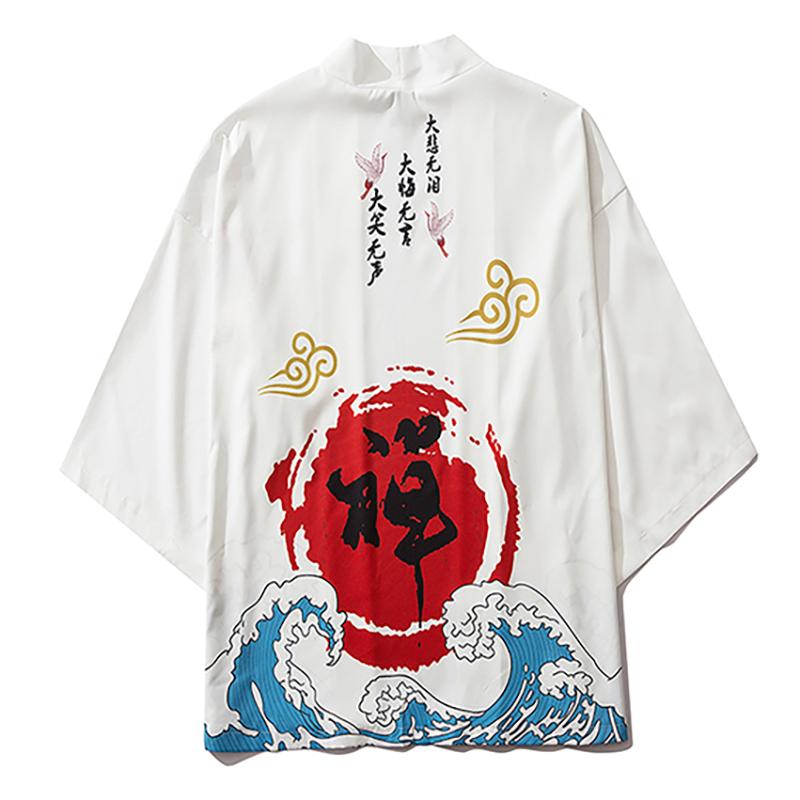 Men' T-Shirts Men Streetwear Kimono Japanese Sun On The Waves Graphic Cardigan 3/4 Sleeve CoatMen, White
Men' T-Shirts Men Streetwear Kimono Japanese Sun On The Waves Graphic Cardigan 3/4 Sleeve CoatMen, White