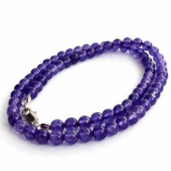Pretty 6mm Natural Russian Purple Amethyst Gemstone Round Beads Necklace 18" AAA