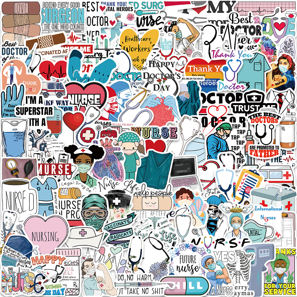 Pack of 100Pcs Wholesale Nurses Day Stickers No-Duplicate For Luggage Skateboard Notebook Helmet Water Bottle Phone Car decals, Multi-color
Pack of 100Pcs Wholesale Nurses Day Stickers No-Duplicate For Luggage Skateboard Notebook Helmet Water Bottle Phone Car decals, Multi-color