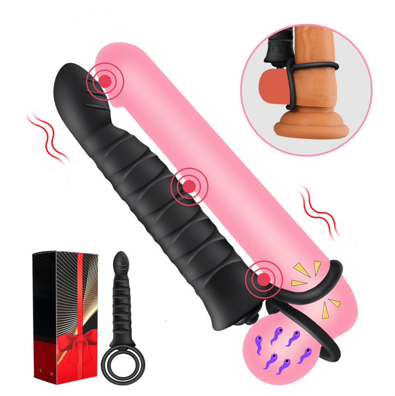 Massager Condom Sex Toy Vibrator Toys Strapon Double Penetration Dildo Strap on Penis Vagina Anal for Man Couples L1