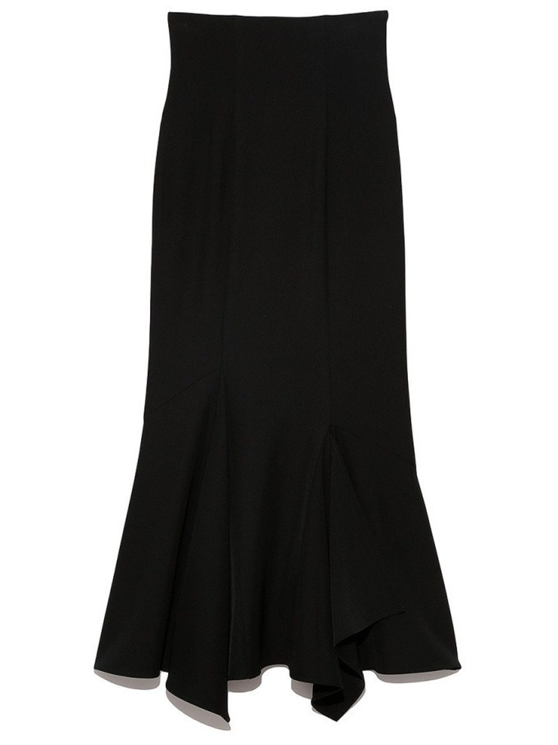 Kuzuwata Autumn Winter Women Jupes Japanese Temperament Faldas Solid High Waist Irregular Folds Slit Mermaid Skirts 220317