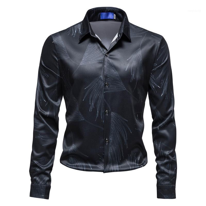 Men' Casual Shirts LUCLESAM Men Print Velvet Dress Shirt Mens Drape Loose Long Sleeve Blouse Chemise Homme, Black 
Men' Casual Shirts LUCLESAM Men Print Velvet Dress Shirt Mens Drape Loose Long Sleeve Blouse Chemise Homme, Black